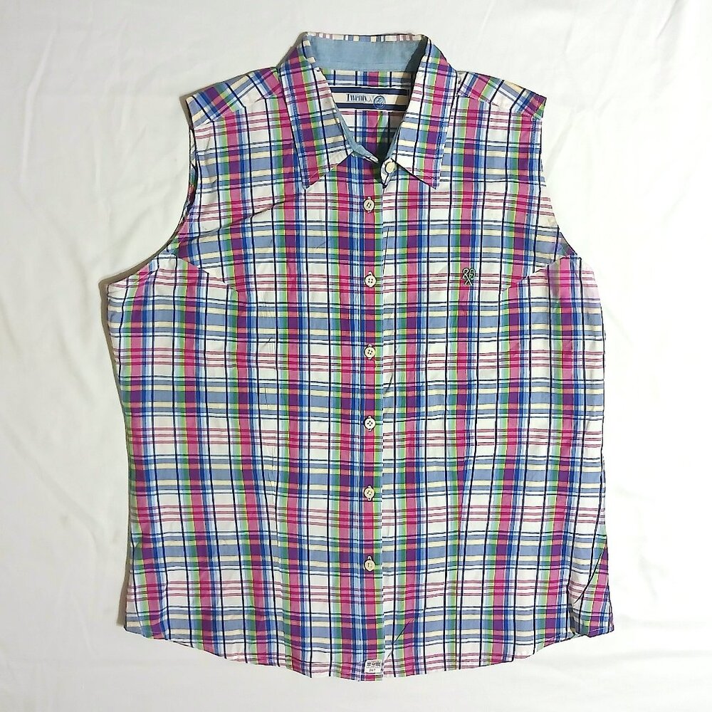 Wrangler Twenty X Men's Multicolor Plaid Button-Down Shirt Large Western Casual
